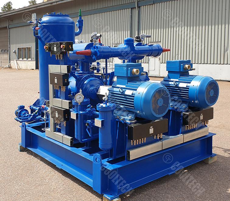 Two explosion proof ammonia compressor units based on Howden screw
